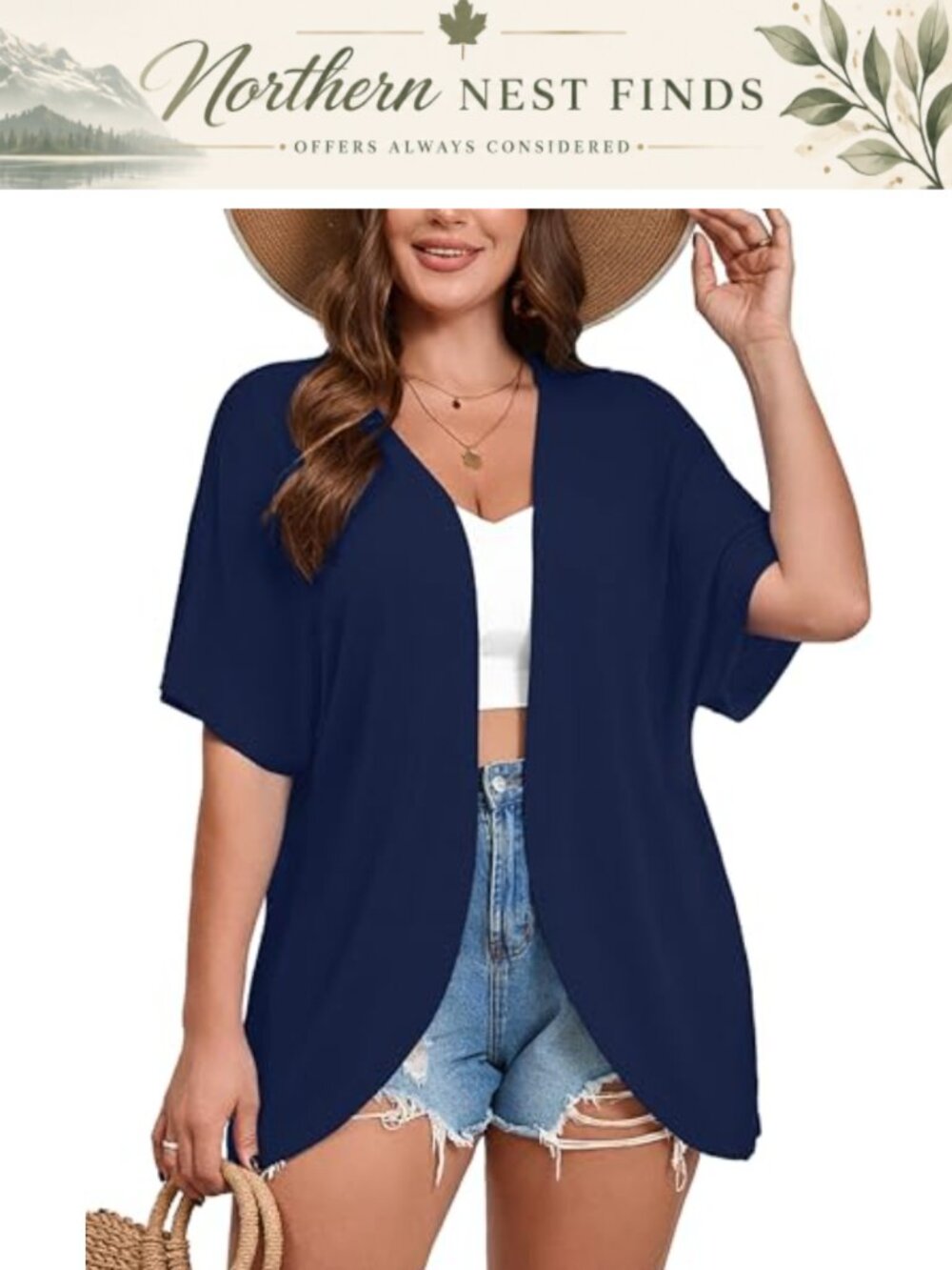 Plus Size Open Front Cardigan Short Sleeve Lightweight Summer Kimono Cover Up